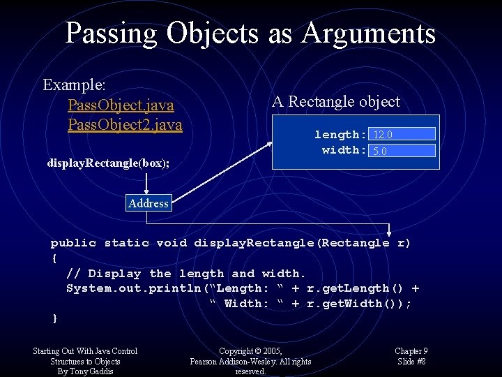 Passing Objects as Arguments Example: Pass. Object. java Pass. Object 2. java A Rectangle
