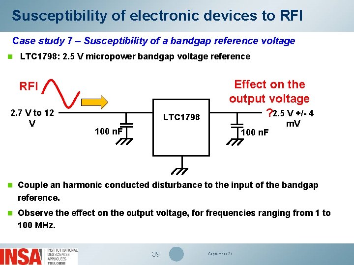 Susceptibility of electronic devices to RFI Case study 7 – Susceptibility of a bandgap