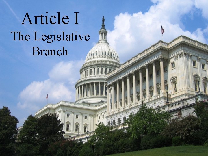 Article I The Legislative Branch 