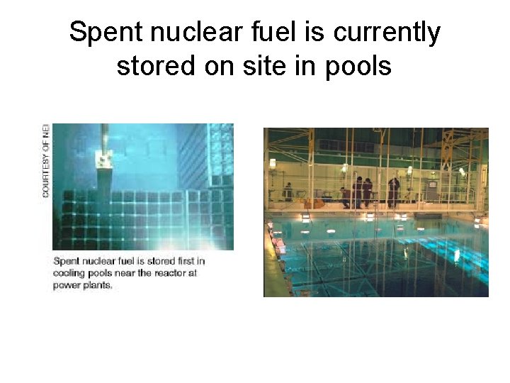 Spent nuclear fuel is currently stored on site in pools 