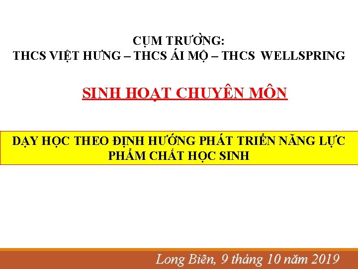 CU M TRƯƠ NG: THCS VIỆT HƯNG – THCS ÁI MỘ – THCS WELLSPRING