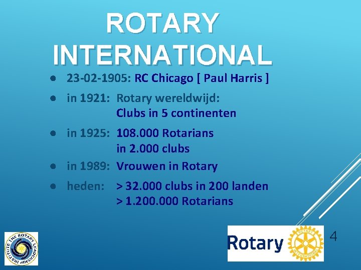 ROTARY INTERNATIONAL ● 23 -02 -1905: RC Chicago [ Paul Harris ] ● in