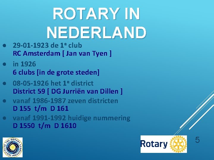 ROTARY IN NEDERLAND ● 29 -01 -1923 de 1 e club RC Amsterdam [