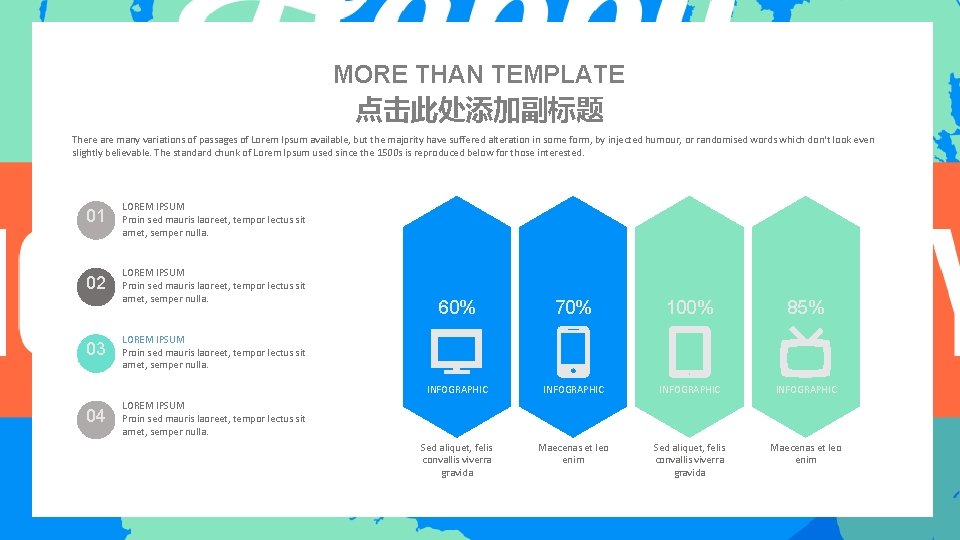 MORE THAN TEMPLATE 点击此处添加副标题 There are many variations of passages of Lorem Ipsum available,