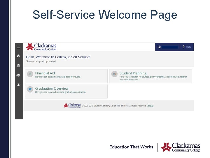 Self-Service Welcome Page 