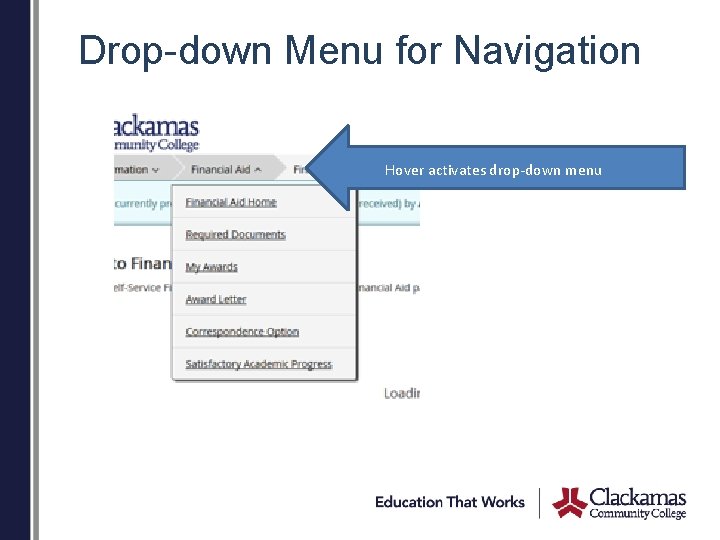 Drop-down Menu for Navigation Hover activates drop-down menu 