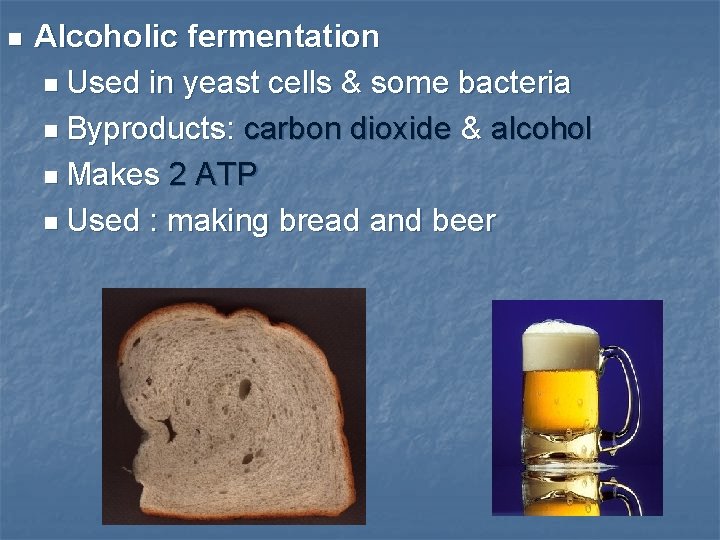 n Alcoholic fermentation n Used in yeast cells & some bacteria n Byproducts: carbon
