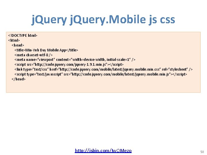 j. Query. Mobile js css <!DOCTYPE html> <head> <title>Min-Yuh Day Mobile App</title> <meta charset=utf-8