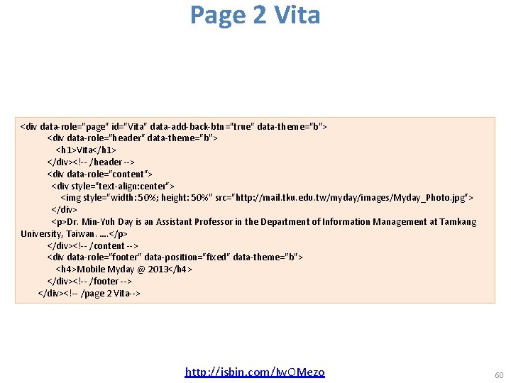 Page 2 Vita <div data-role="page" id="Vita" data-add-back-btn="true" data-theme="b"> <div data-role="header" data-theme="b"> <h 1>Vita</h 1>