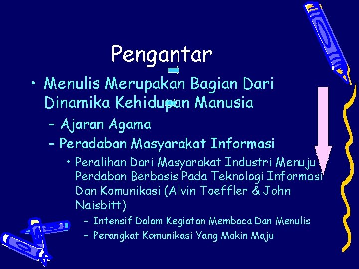 Pengantar • Menulis Merupakan Bagian Dari Dinamika Kehidupan Manusia – Ajaran Agama – Peradaban