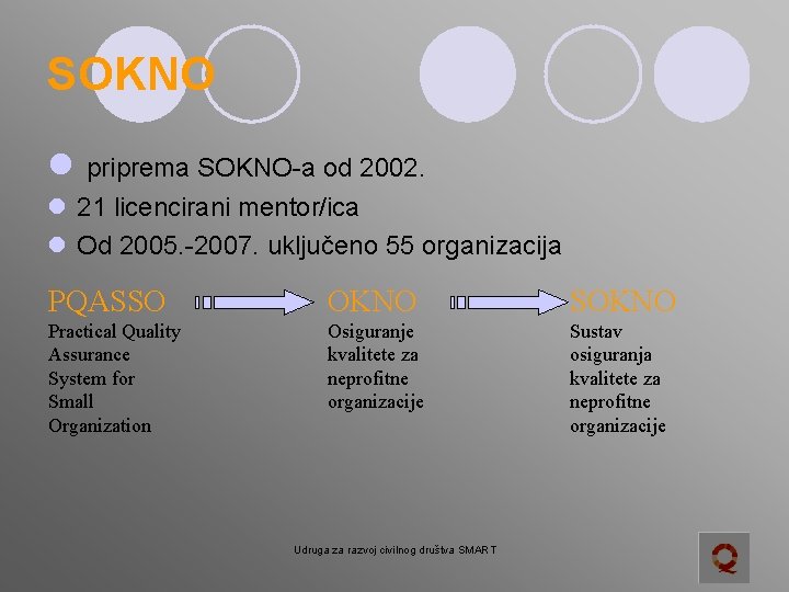 SOKNO l priprema SOKNO-a od 2002. l 21 licencirani mentor/ica l Od 2005. -2007.