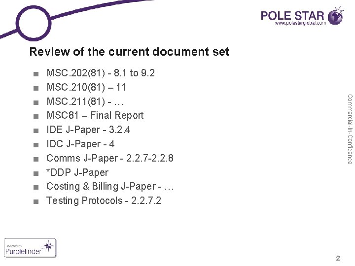 Review of the current document set MSC. 202(81) - 8. 1 to 9. 2