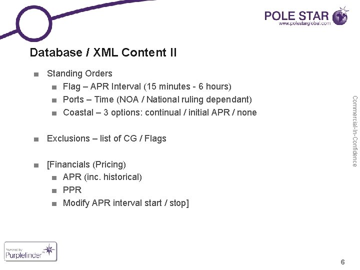 Database / XML Content II Commercial-In-Confidence ■ Standing Orders ■ Flag – APR Interval