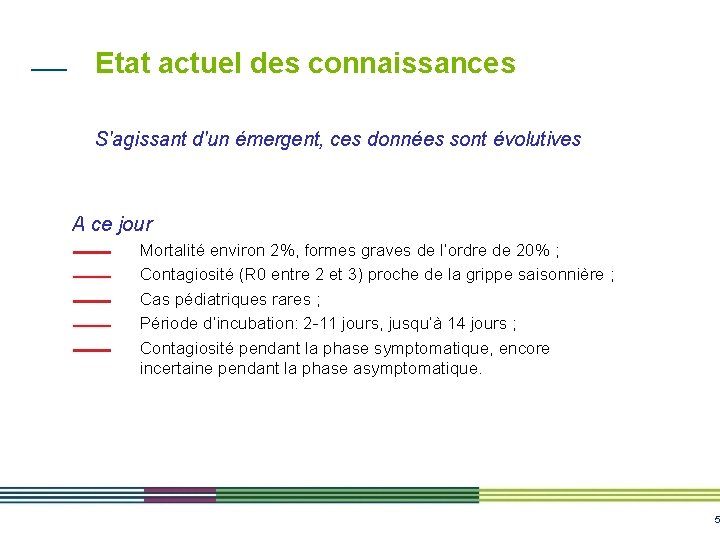 Etat actuel des connaissances S'agissant d'un émergent, ces données sont évolutives A ce jour