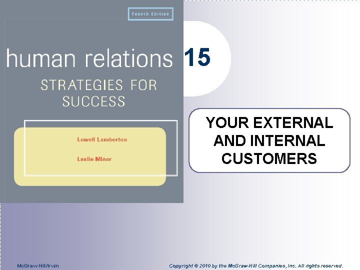 15 YOUR EXTERNAL AND INTERNAL CUSTOMERS Mc. Graw-Hill/Irwin Copyright © 2010 by the Mc.