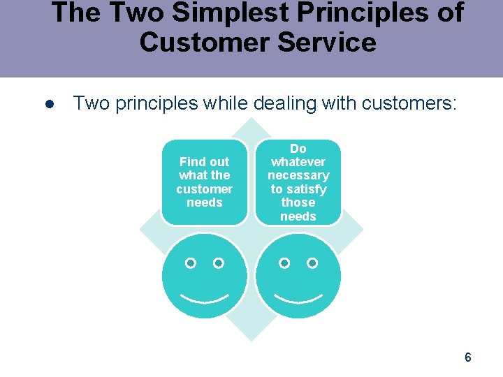 The Two Simplest Principles of Customer Service l Two principles while dealing with customers: