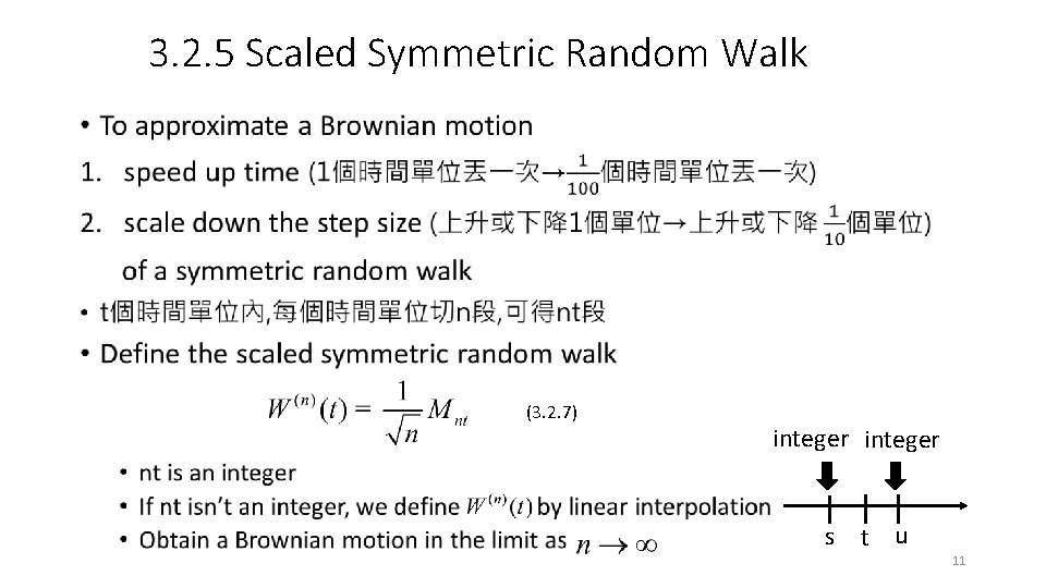 3. 2. 5 Scaled Symmetric Random Walk • (3. 2. 7) integer s t
