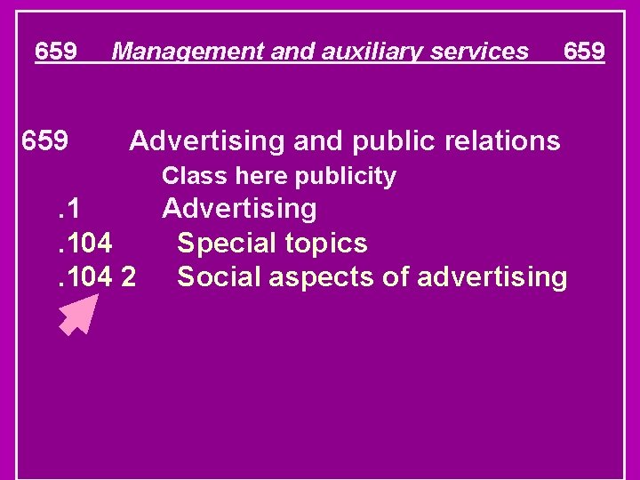 659 Management and auxiliary services 659 Advertising and public relations Class here publicity .