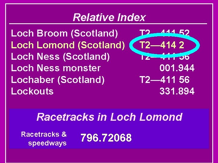 Relative Index Loch Broom (Scotland) Loch Lomond (Scotland) Loch Ness monster Lochaber (Scotland) Lockouts