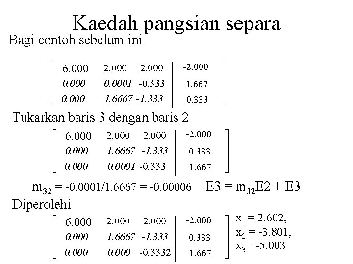 Kaedah pangsian separa Bagi contoh sebelum ini é 6. 000 ê ê 0. 000