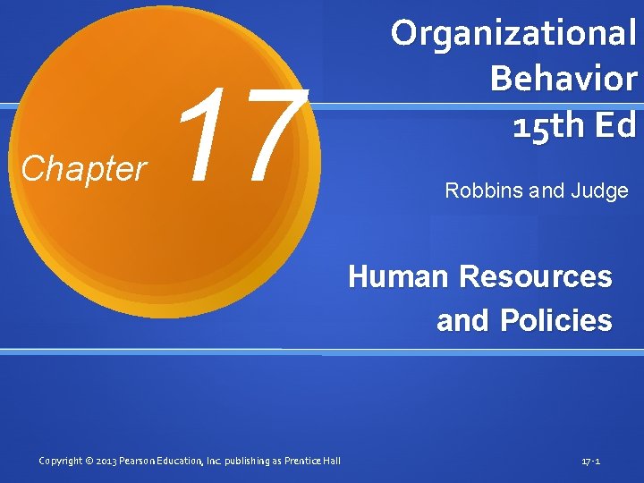 Chapter 17 Organizational Behavior 15 th Ed Robbins and Judge Human Resources and Policies