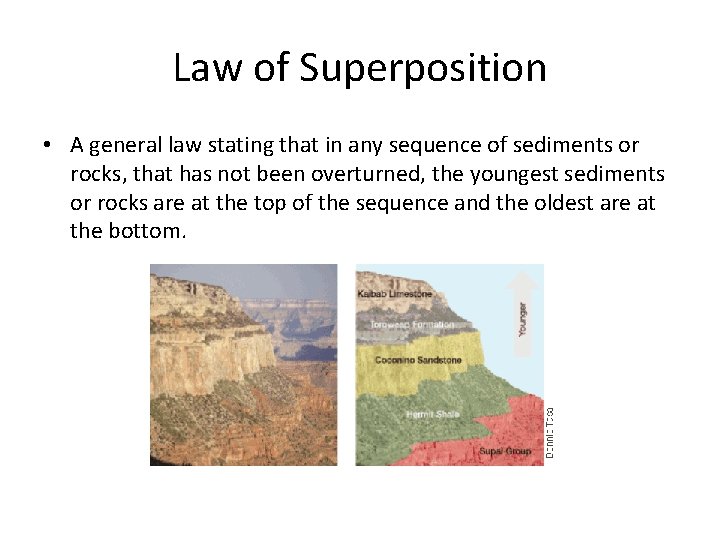 Law of Superposition • A general law stating that in any sequence of sediments