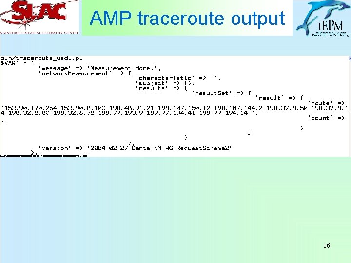 AMP traceroute output 16 