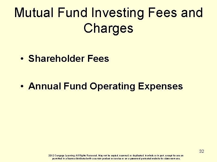 Mutual Fund Investing Fees and Charges • Shareholder Fees • Annual Fund Operating Expenses