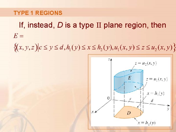 TYPE 1 REGIONS If, instead, D is a type II plane region, then 