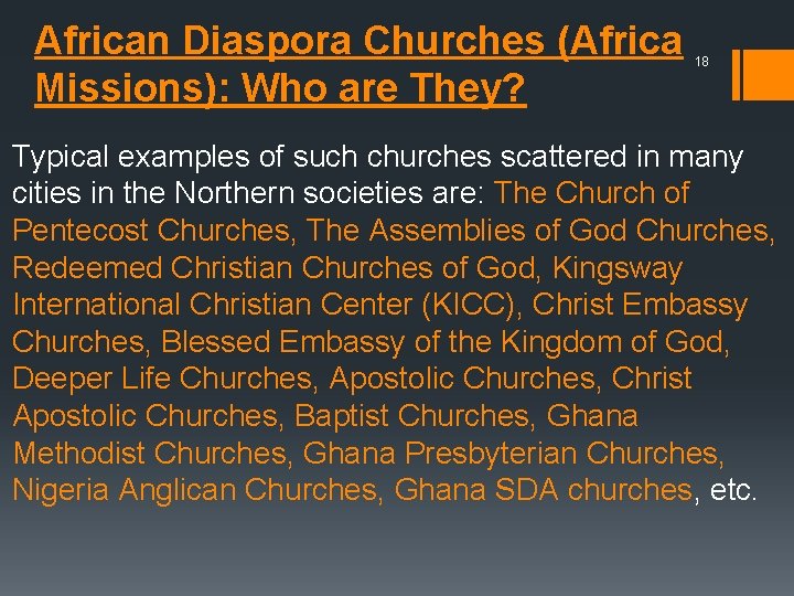 African Diaspora Churches (Africa Missions): Who are They? 18 Typical examples of such churches