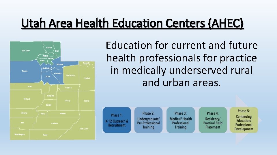 Utah Area Health Education Centers (AHEC) Education for current and future health professionals for