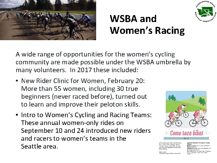 WSBA and Women’s Racing A wide range of opportunities for the women’s cycling community