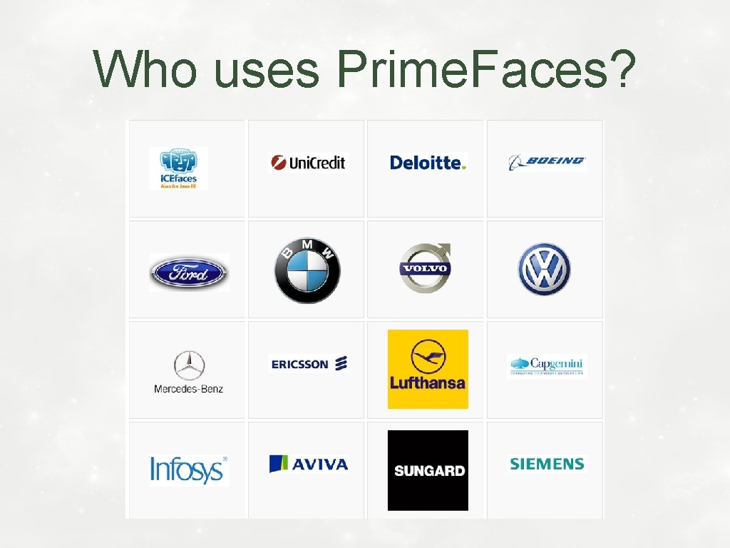 Who uses Prime. Faces? 