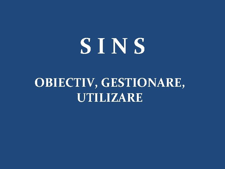 SINS OBIECTIV, GESTIONARE, UTILIZARE 