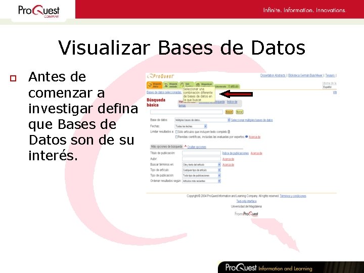 Visualizar Bases de Datos o Antes de comenzar a investigar defina que Bases de