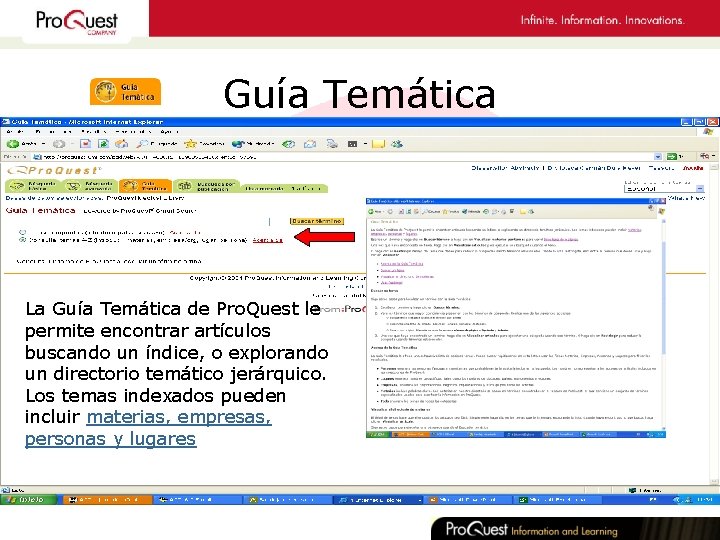 Guía Temática La Guía Temática de Pro. Quest le permite encontrar artículos buscando un