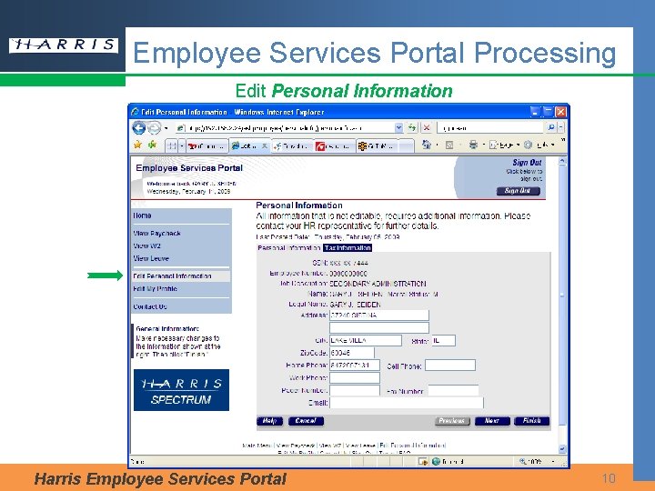 Employee Services Portal Processing Edit Personal Information Harris Employee Services Portal 10 