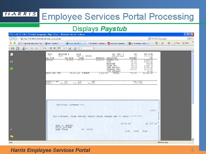 Employee Services Portal Processing Displays Paystub Harris Employee Services Portal 6 