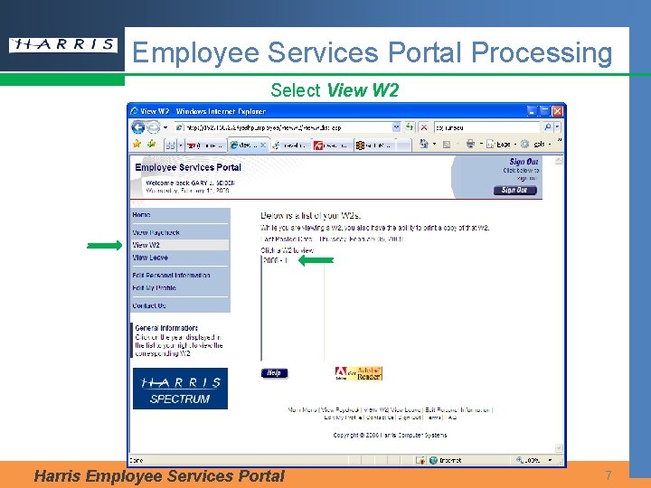 Employee Services Portal Processing Select View W 2 Harris Employee Services Portal 7 