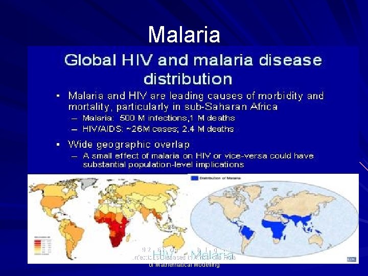 Malaria 09/2006 Facing the Challenges of Infectious Diseases in Africa- the Role of Mathematical