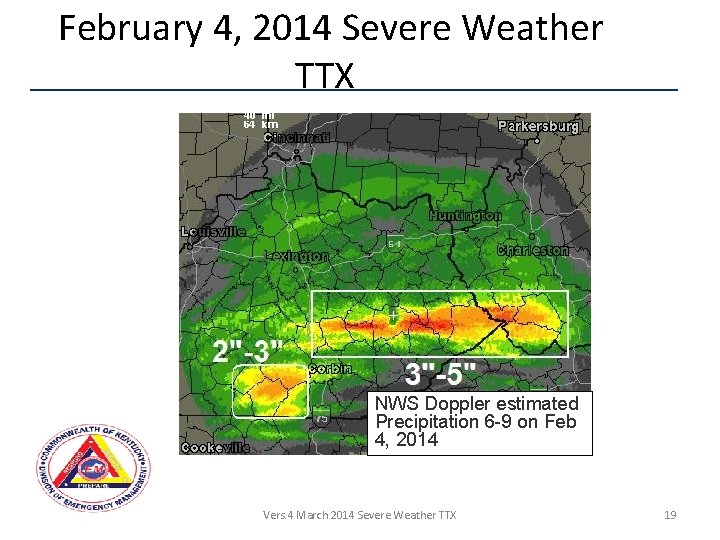 February 4, 2014 Severe Weather TTX NWS Doppler estimated Precipitation 6 -9 on Feb February 4, 2014 Severe Weather TTX NWS Doppler estimated Precipitation 6 -9 on Feb