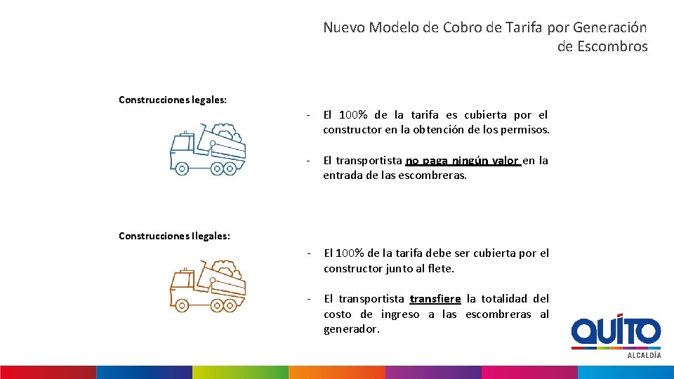 Nuevo Modelo de Cobro de Tarifa por Generación de Escombros Construcciones legales: - El