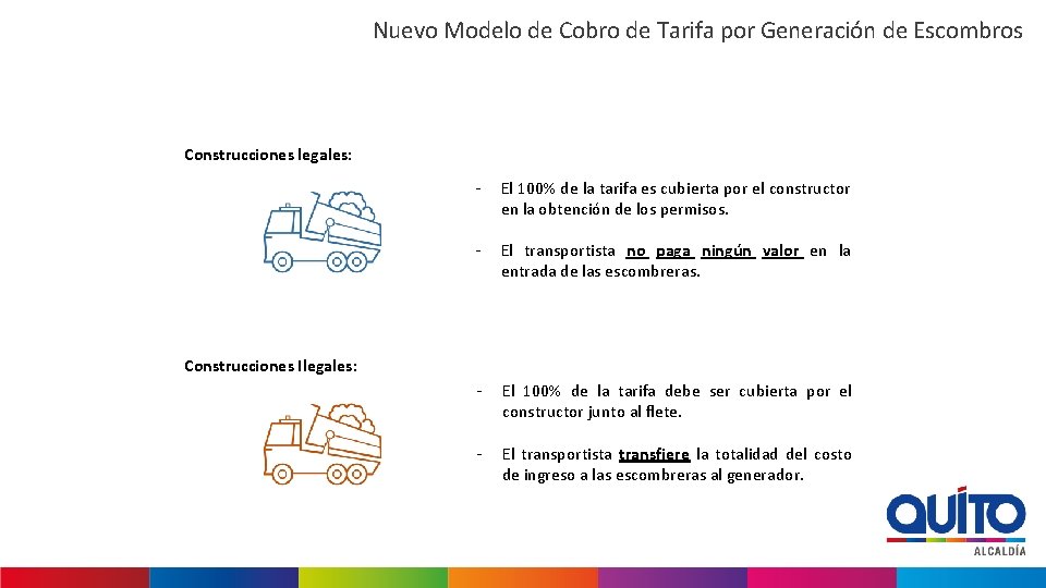 Nuevo Modelo de Cobro de Tarifa por Generación de Escombros Construcciones legales: - El