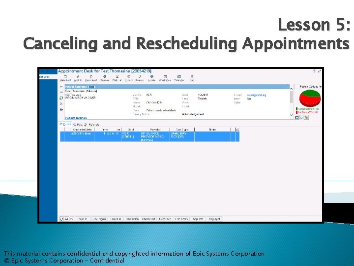 Lesson 5 Canceling and Rescheduling Appointments This material