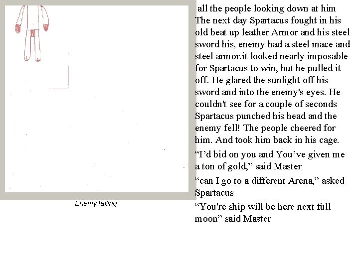 Enemy falling all the people looking down at him The next day Spartacus fought