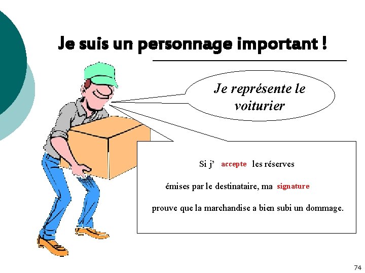 Je suis un personnage important ! Je représente le voiturier Si j’ accepte les