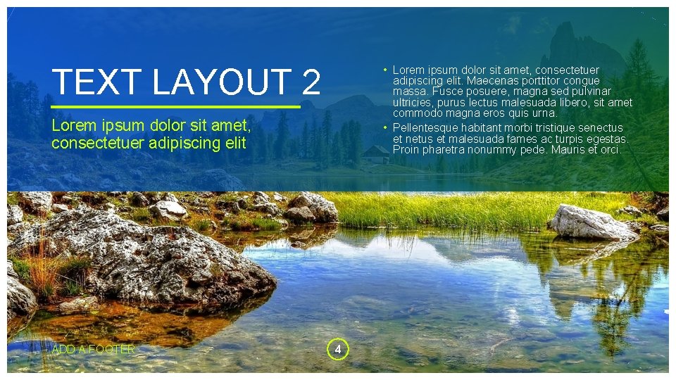 TEXT LAYOUT 2 • Lorem ipsum dolor sit amet, consectetuer adipiscing elit. Maecenas porttitor