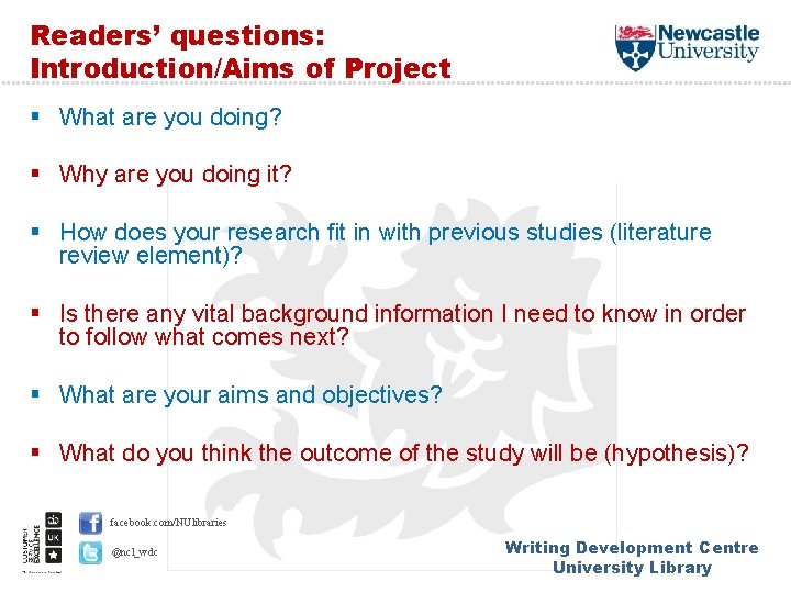 Readers’ questions: Introduction/Aims of Project § What are you doing? § Why are you