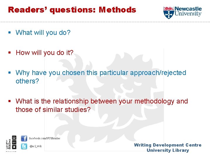 Readers’ questions: Methods § What will you do? § How will you do it?