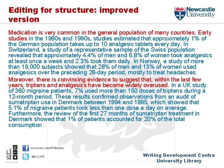 Editing for structure: improved version Medication is very common in the general population of